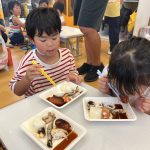 えびやハマグリなどたくさんの海産物を食べました。