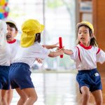 きりん・ぱんだ組のリレーです。しっかりバトンを渡しています。