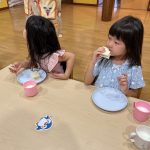 朝食にサンドイッチを食べました。