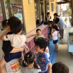 各部屋からテラスに避難しました。
