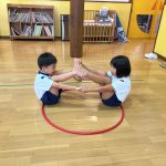 きりん組です。組体操の練習をしました。